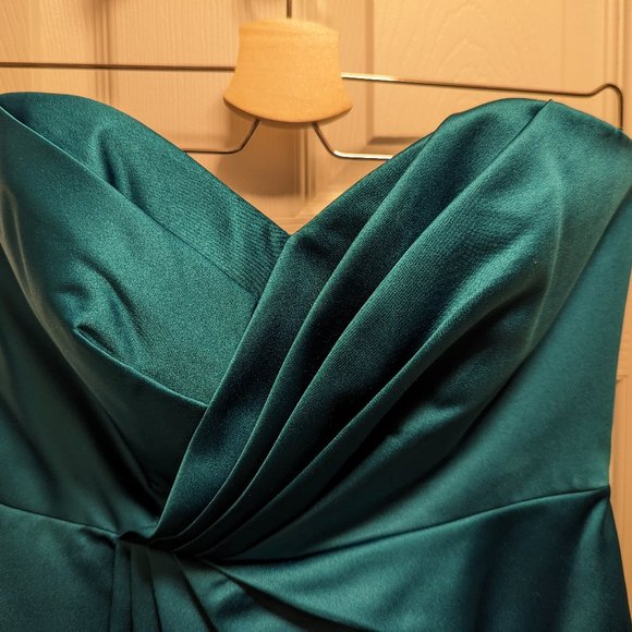 David's Bridal Strapless Bridesmaids Dress Teal Sz 4 *ALTERED* - Picture 4 of 6